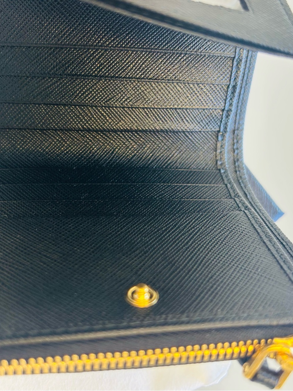 Authentic Prada Small Saffiano Leather Wallet  with gold-tone hardware. - Picture 6 of 7